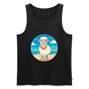 Schaf Aquarell Cartoon Kawaii Clipart Tier - Männer Premium Bio Tank Top - Schwarz - Vorne - Michal (187cm)