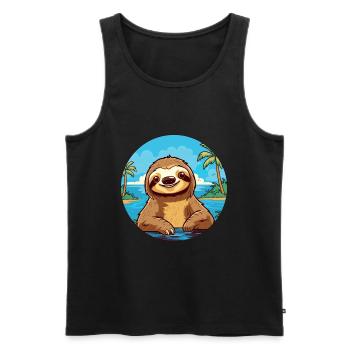 Paresseux aquarelle dessin animé Kawaii Clipart Animal - Débardeur bio Premium Homme - noir - Devant - Michal (187cm)