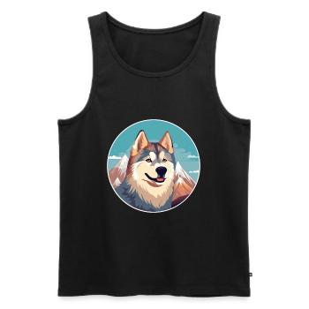Alopekis Dog Breed Cartoon Kawaii Watercolor - Men's Premium Organic Tank Top - black - Front - Michal (187cm)