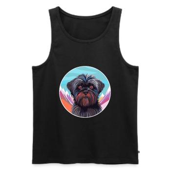 Affenpinscher chien race dessin animé kawaii aquarelle - Débardeur bio Premium Homme - noir - Devant - Michal (187cm)