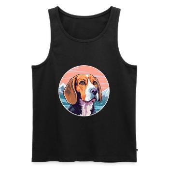 Beagle Dog Breed Cartoon Kawaii Watercolor - Men's Premium Organic Tank Top - black - Front - Michal (187cm)