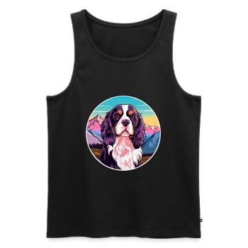 Alpine Spaniel Dog Breed Cartoon Kawaii Watercolor - Men's Premium Organic Tank Top - black - Front - Michal (187cm)