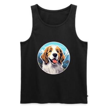 Ariegeois race de chien dessin animé kawaii aquarelle - Débardeur bio Premium Homme - noir - Devant - Michal (187cm)