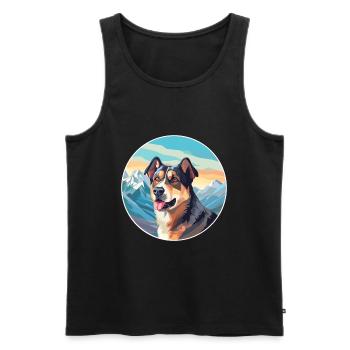 Molosse aryen chien race dessin animé Kawaii aquarelle - Débardeur bio Premium Homme - noir - Devant - AI Model Male 178 light (178cm)