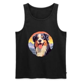 Australian Shepherd Dog Breed Cartoon Kawaii Water - Men's Premium Organic Tank Top - black - Front - Michal (187cm)