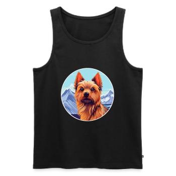 Australian Silky Terrier Dog Breed Cartoon Kawaii - Men's Premium Organic Tank Top - black - Front - Michal (187cm)