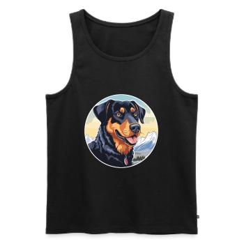 Beauceron chien race dessin animé Kawaii aquarelle - Débardeur bio Premium Homme - noir - Devant - Michal (187cm)