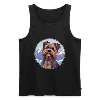 Griffon belge chien race Cartoon Kawaii Watercolo - Débardeur bio Premium Homme - noir - Devant - Michal (187cm)