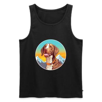 Chien d’arrêt belge race Cartoon Kawaii Watercolo - Débardeur bio Premium Homme - noir - Devant - Michal (187cm)
