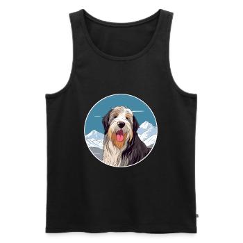 Barbu Collie chien race dessin animé Kawaii aquarelle - Débardeur bio Premium Homme - noir - Devant - Michal (187cm)