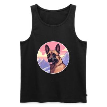 Belgian Malinois Dog Breed Cartoon Kawaii Watercol - Men's Premium Organic Tank Top - black - Front - Michal (187cm)