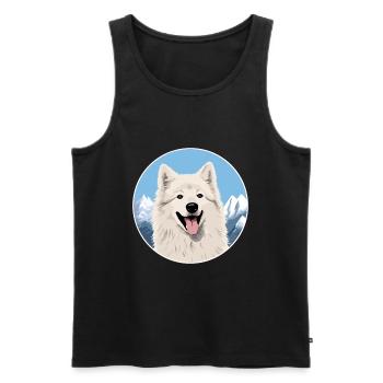 Berger Blanc Suisse Race De Chien Cartoon Kawaii Eau - Débardeur bio Premium Homme - noir - Devant - Michal (187cm)