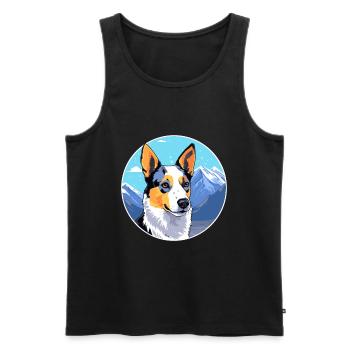 Blue Heeler Dog Breed Cartoon Kawaii Watercolor - Men's Premium Organic Tank Top - black - Front - AI Model Male 178 light (178cm)
