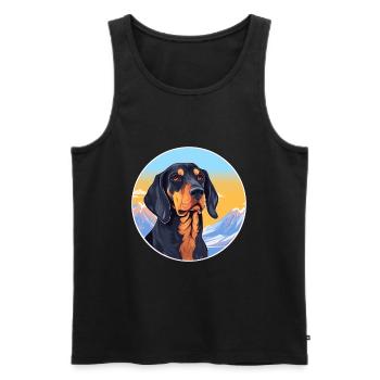 Noir et Tan Coonhound chien race Cartoon Kawaii W - Débardeur bio Premium Homme - noir - Devant - Michal (187cm)