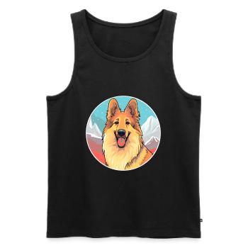 Belgian Tervuren Dog Breed Cartoon Kawaii Watercol - Men's Premium Organic Tank Top - black - Front - Michal (187cm)