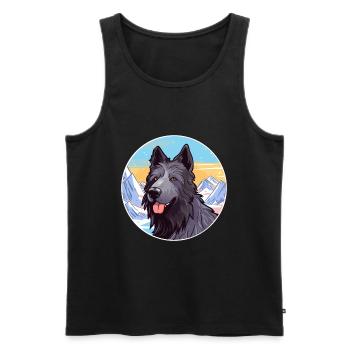 Chien de berger belge race de chien Cartoon Kawaii Watercol - Débardeur bio Premium Homme - noir - Devant - Michal (187cm)