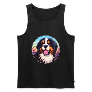 Berner Laufhund Dog Breed Cartoon Kawaii Watercolo - Men's Premium Organic Tank Top - black - Front - AI Model Male 178 light (178cm)