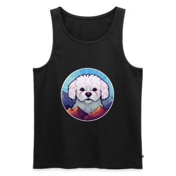 Bichon Frise chien race Cartoon Kawaii aquarelle - Débardeur bio Premium Homme - noir - Devant - Michal (187cm)