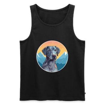 Bleu dentelle chien race dessin animé Kawaii aquarelle - Débardeur bio Premium Homme - noir - Devant - Michal (187cm)