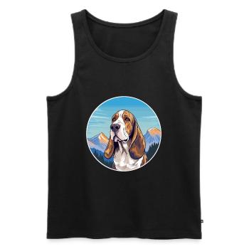 Blue Gascony Basset Dog Breed Cartoon Kawaii Water - Men's Premium Organic Tank Top - black - Front - Michal (187cm)