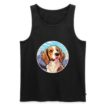 Bretagne chien race dessin animé Kawaii aquarelle - Débardeur bio Premium Homme - noir - Devant - Michal (187cm)