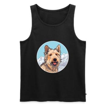 Berger Picard chien race dessin animé Kawaii aquarelle - Débardeur bio Premium Homme - noir - Devant - Michal (187cm)