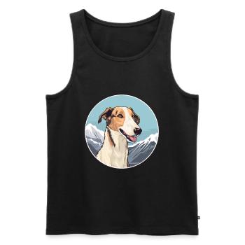 Barzoï chien race Cartoon Kawaii aquarelle - Débardeur bio Premium Homme - noir - Devant - Michal (187cm)