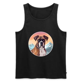 Bull Boxer chien race dessin animé Kawaii aquarelle - Débardeur bio Premium Homme - noir - Devant - Michal (187cm)