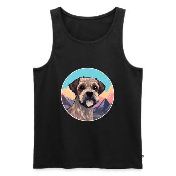 Border Terrier Dog Breed Cartoon Kawaii Watercolor - Men's Premium Organic Tank Top - black - Front - Michal (187cm)
