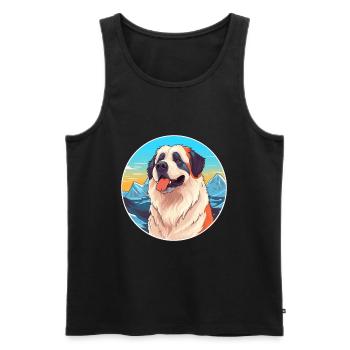Caucasien Ovcharka Chien Race Dessin Animé Kawaii Waterc - Débardeur bio Premium Homme - noir - Devant - Michal (187cm)