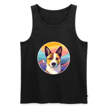 Canaan chien race dessin animé Kawaii aquarelle - Débardeur bio Premium Homme - noir - Devant - Michal (187cm)