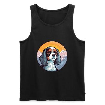 Cavalier Dog Breed Cartoon Kawaii Watercolor - Men's Premium Organic Tank Top - black - Front - AI Model Male 178 light (178cm)