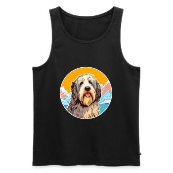 Catalan Sheepdog Dog Breed Cartoon Kawaii Watercol - Men's Premium Organic Tank Top - black - Front - Michal (187cm)