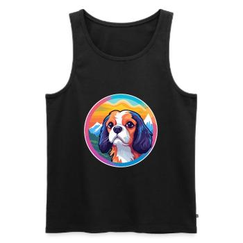 Cavalier King Charles Spaniel Dog Breed Cartoon Ka - Men's Premium Organic Tank Top - black - Front - Michal (187cm)