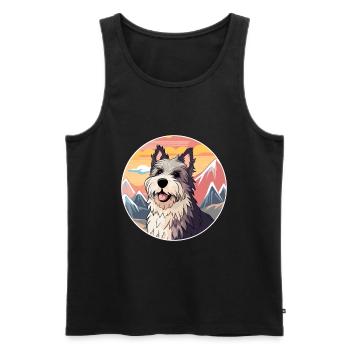 Chien Francais Dog Breed Cartoon Kawaii Watercolor - Men's Premium Organic Tank Top - black - Front - Michal (187cm)