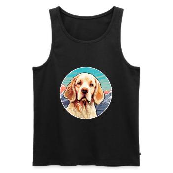 Clumber Spaniel Dog Breed Cartoon Kawaii Watercolo - Men's Premium Organic Tank Top - black - Front - Michal (187cm)