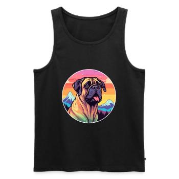 Bullmastiff chien race dessin animé Kawaii aquarelle - Débardeur bio Premium Homme - noir - Devant - Michal (187cm)