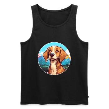 Cesky Fousek chien race dessin animé Kawaii aquarelle - Débardeur bio Premium Homme - noir - Devant - Michal (187cm)