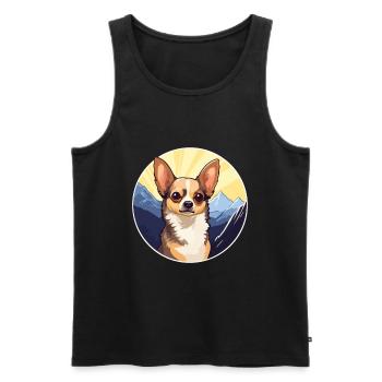 Chihuahua chien race dessin animé Kawaii aquarelle - Débardeur bio Premium Homme - noir - Devant - Michal (187cm)