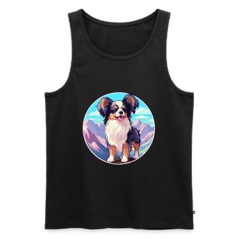 Continental Toy Spaniel Chien Race Cartoon Kawaii W - Débardeur bio Premium Homme - noir - Devant - Michal (187cm)