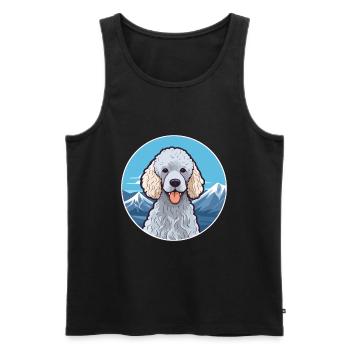 Corded Poodle Dog Breed Cartoon Kawaii Watercolor - Men's Premium Organic Tank Top - black - Front - Michal (187cm)