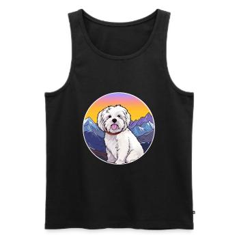 Coton De Tuléar Race De Chien Cartoon Kawaii Watercolo - Débardeur bio Premium Homme - noir - Devant - AI Model Male 178 light (178cm)