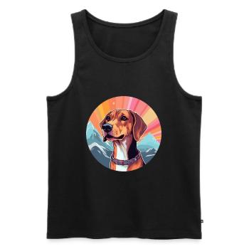 Chien de Crète chien race Cartoon Kawaii aquarelle - Débardeur bio Premium Homme - noir - Devant - Michal (187cm)