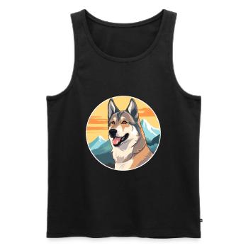 Tchécoslovaque chien-loup chien race dessin animé Kawaii W - Débardeur bio Premium Homme - noir - Devant - Michal (187cm)