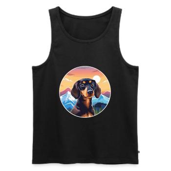 Dackel Hund Rasse Cartoon Kawaii Aquarell - Männer Premium Bio Tank Top - Schwarz - Vorne - AI Model Male 178 light (178cm)
