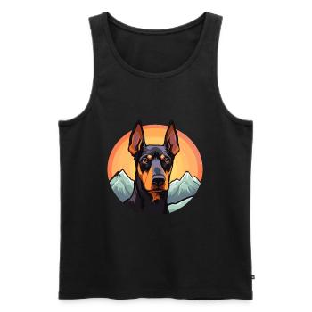 Dobermann Pinscher Hunderasse Cartoon Kawaii Waterco - Männer Premium Bio Tank Top - Schwarz - Vorne - Michal (187cm)