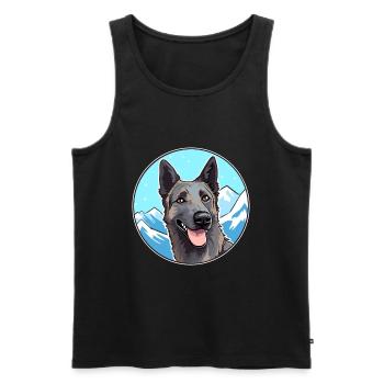 Dutch Shepherd Dog Breed Cartoon Kawaii Watercolor - Men's Premium Organic Tank Top - black - Front - Michal (187cm)