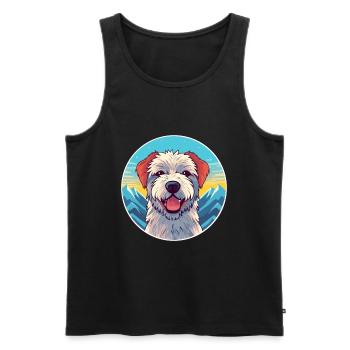 Dutch Smoushond Dog Breed Cartoon Kawaii Watercolo - Men's Premium Organic Tank Top - black - Front - Michal (187cm)