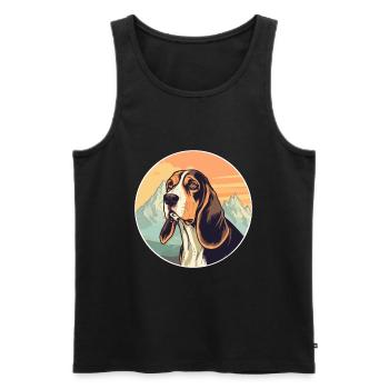 Estonian Hound Dog Breed Cartoon Kawaii Watercolor - Men's Premium Organic Tank Top - black - Front - Michal (187cm)