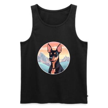 Anglais Toy Terrier chien race Cartoon Kawaii eau - Débardeur bio Premium Homme - noir - Devant - Michal (187cm)